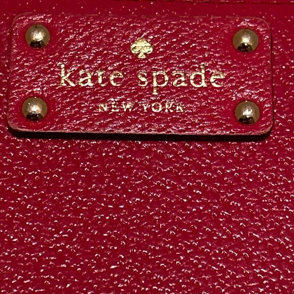 Kate Spade Zip Around Long Wristlet Wallet Red Leather Classic Everyday Casual - Picture 11 of 11